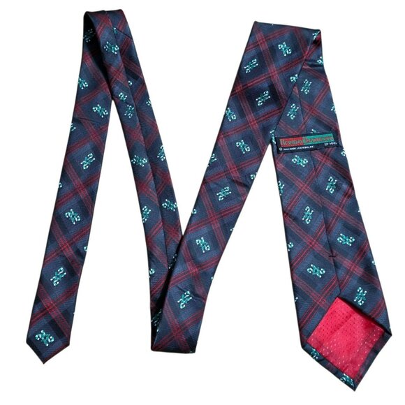 VTG Plaid Candy Cane Neck Tie Gray Red Tartan Christmas Holiday Party Hallmark - Picture 6 of 7